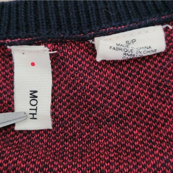 Anthropologie Moth layered fox print striped  cardigan small - Picture 11 of 13